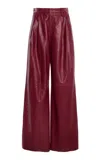 Simkhai Kobie Lambskin Wide Leg Pants In Burgundy