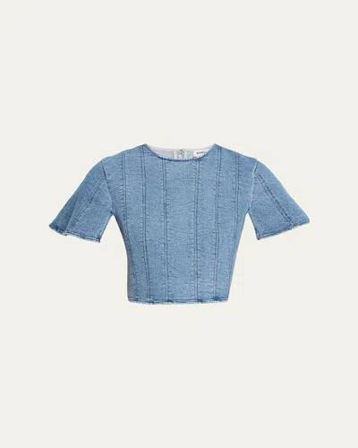 Simkhai Kolby Short-sleeve Denim Top