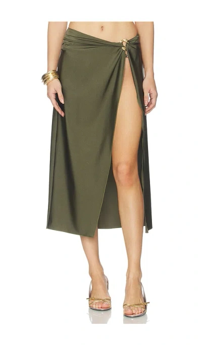 Simkhai Kora Wrap Midi Skirt In Green