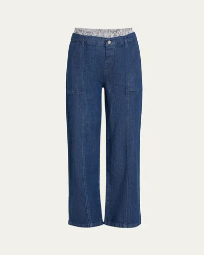 Simkhai Kori Straight-leg Cargo Jeans In Indigo Stripe Multi