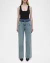 Simkhai Kove High Rise Double Waistband Jeans In Two Tone Del Mar In Two Tone Del Mar