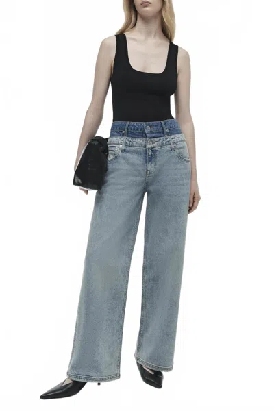 Simkhai Kove Double Waistband Jean In Two Tone Del Mar In Blue