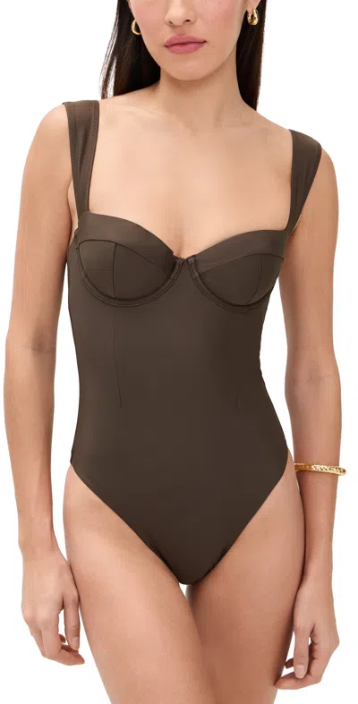 Simkhai Kyle Bustier One Piece Chocolate In Brown