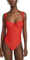 Simkhai Kyle Bustier Swimsuit In Fiery Red
