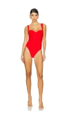 Simkhai Kyle Bustier Swimsuit In Fiery Red