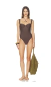 Simkhai Kyle Bustier One Piece Swimsuit In Brown