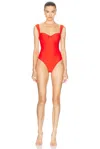 Simkhai Kyle Bustier One-piece Swimsuit In Fiery Red