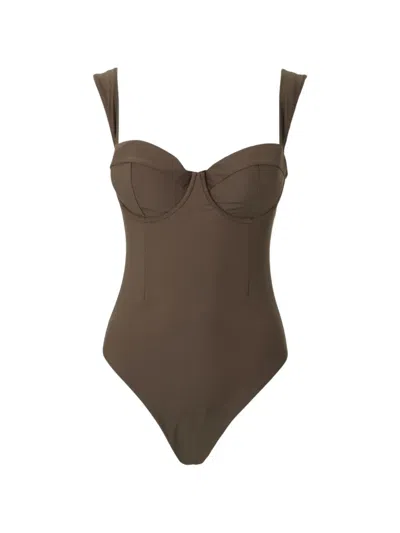 Simkhai Kyle Bustier Swimsuit In Green