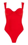 Simkhai Kyle Bustier Swimsuit In Fiery Red