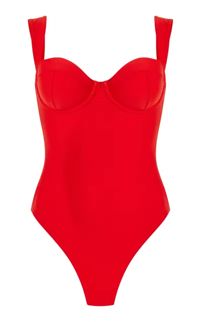 Simkhai Kyle Bustier Swimsuit In Fiery Red