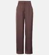 Simkhai Kyra High-rise Satin Wide-leg Pants In Brown