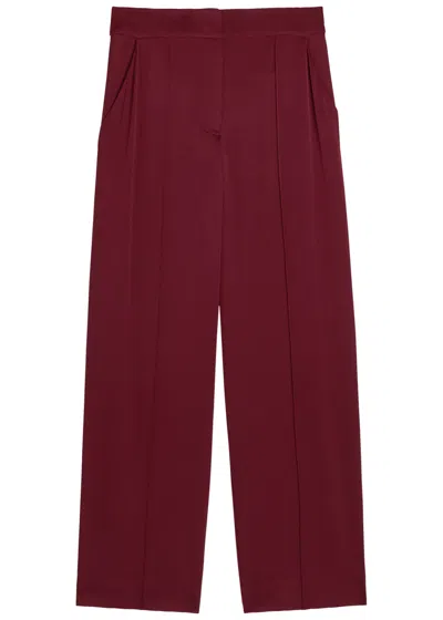 Simkhai Kyra Pintuck Wide-leg Satin Trousers In Red