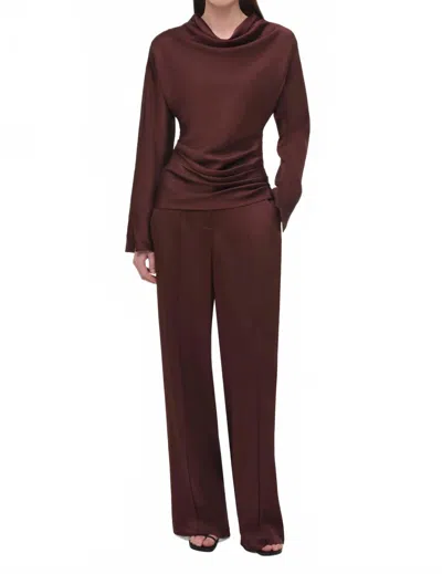 Simkhai Kyra Satin Pant In Mahogany In Brown