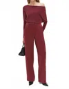 Simkhai Kyra Satin Wide Leg Pants In Cranberry In Burgundy
