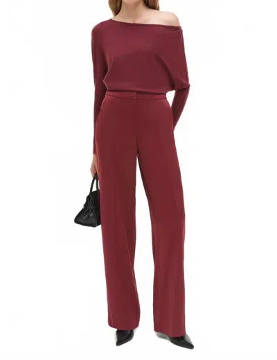 Simkhai Kyra Satin Wide Leg Pants In Cranberry In Pink