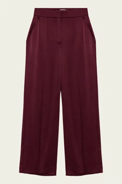 Simkhai Kyra Wide Leg Satin Pant In Fig In Red