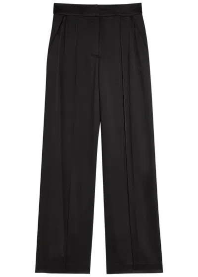 Simkhai Kyra Wide-leg Satin Trousers In Black