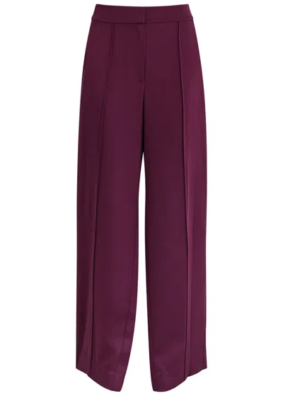 Simkhai Kyra Wide-leg Satin Trousers In Purple