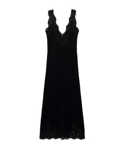 Simkhai Lace-trim Cashmere Midi Dress In Black