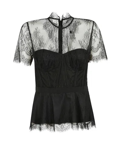 Simkhai Lace-embellished Corset Top In Black