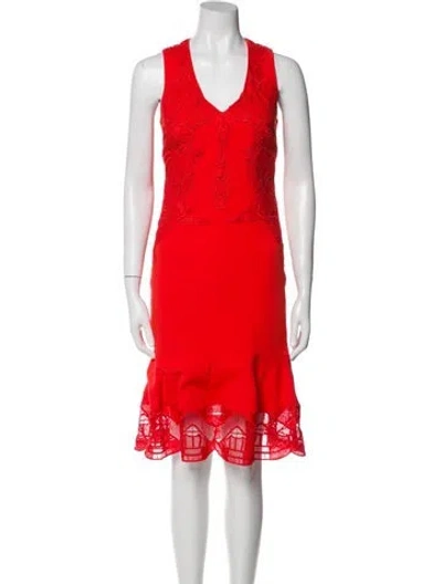Pre-owned Simkhai Lace Knee-length Dress In Red