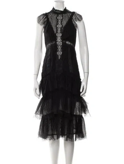 Pre-owned Simkhai Lace Midi Length Dress In Black