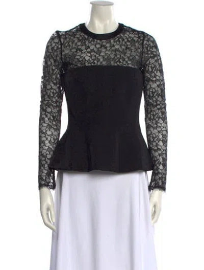 Pre-owned Simkhai Lace Pattern Crew Neck Blouse W/ Tags In Black