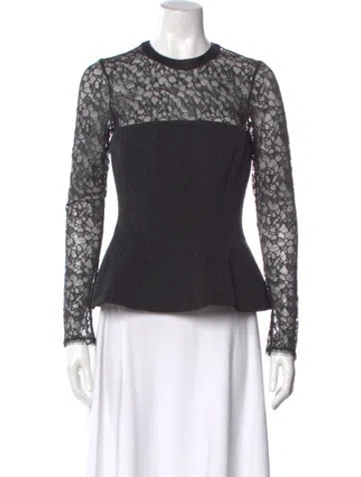 Pre-owned Simkhai Lace Pattern Crew Neck Top In Black