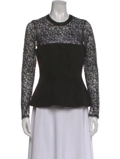 Pre-owned Simkhai Lace Pattern Crew Neck Top In Black