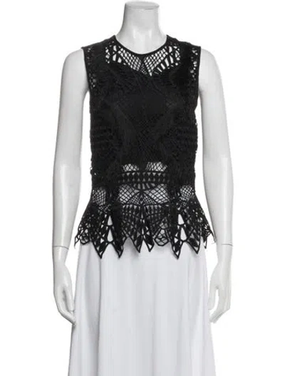 Pre-owned Simkhai Lace Pattern Crew Neck Top In Black