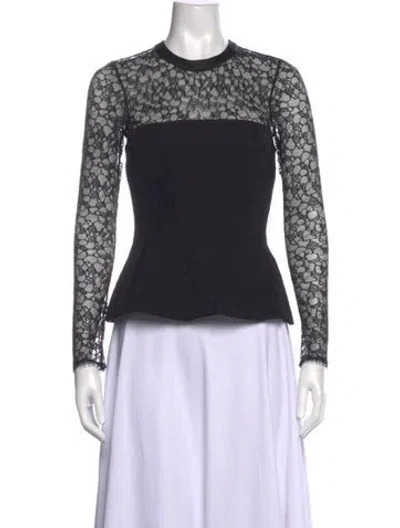 Pre-owned Simkhai Lace Pattern Crew Neck Top In Black