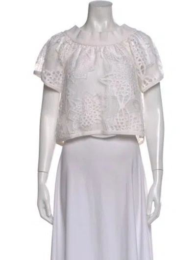 Pre-owned Simkhai Lace Pattern Crew Neck Top In Gray