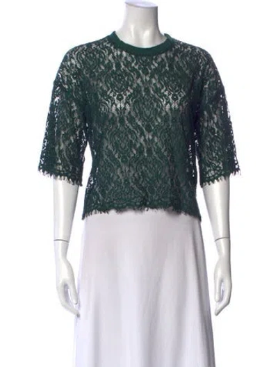 Pre-owned Simkhai Lace Pattern Crew Neck Top In Green