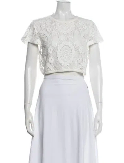 Pre-owned Simkhai Lace Pattern Crew Neck Top W/ Tags In White