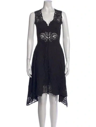 Pre-owned Simkhai Lace Pattern Knee-length Dress In Black