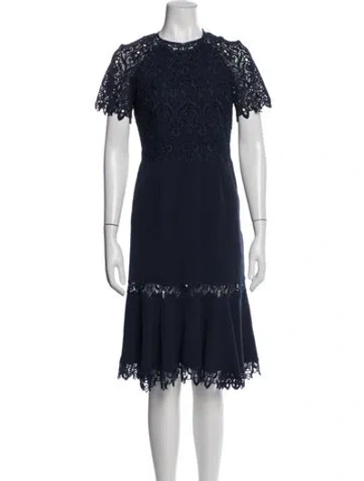 Pre-owned Simkhai Lace Pattern Knee-length Dress In Blue