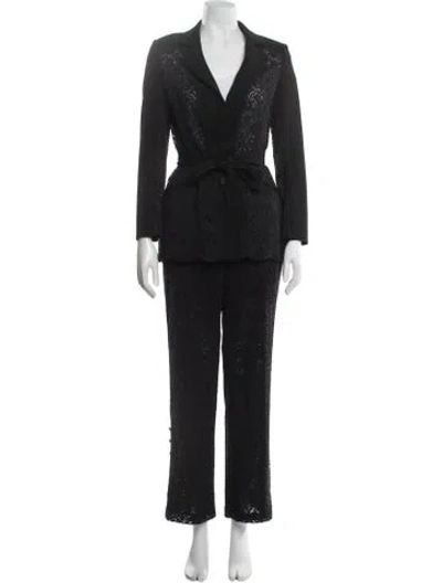 Pre-owned Simkhai Lace Pattern Lace Trim Embellishment Pantsuit In Black