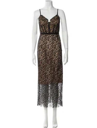 Pre-owned Simkhai Lace Pattern Long Dress In Black