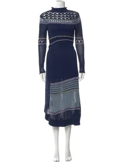 Pre-owned Simkhai Lace Pattern Long Dress In Blue