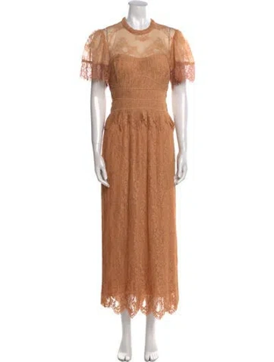 Pre-owned Simkhai Lace Pattern Long Dress In Brown
