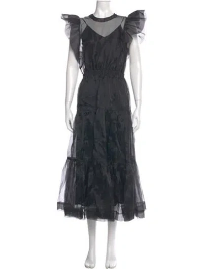 Pre-owned Simkhai Lace Pattern Long Dress In Gray
