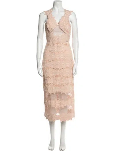 Pre-owned Simkhai Lace Pattern Long Dress In Neutral