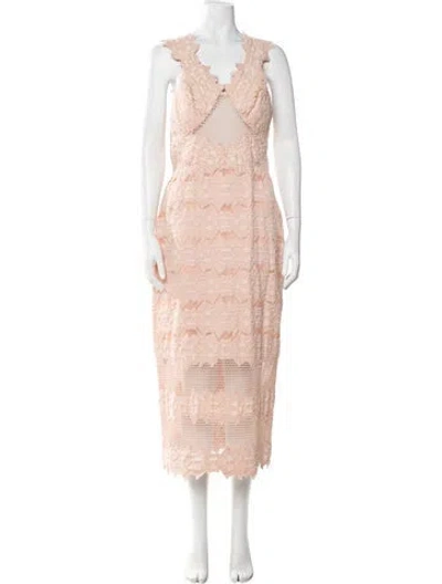 Pre-owned Simkhai Lace Pattern Long Dress In Neutral