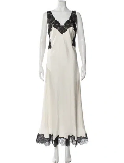 Pre-owned Simkhai Lace Pattern Long Dress In Neutral