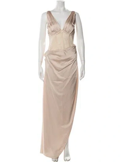 Pre-owned Simkhai Lace Pattern Long Dress In Neutrals