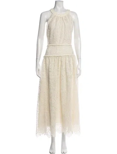 Pre-owned Simkhai Lace Pattern Long Dress In Neutrals