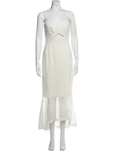 Pre-owned Simkhai Lace Pattern Long Dress In Neutrals