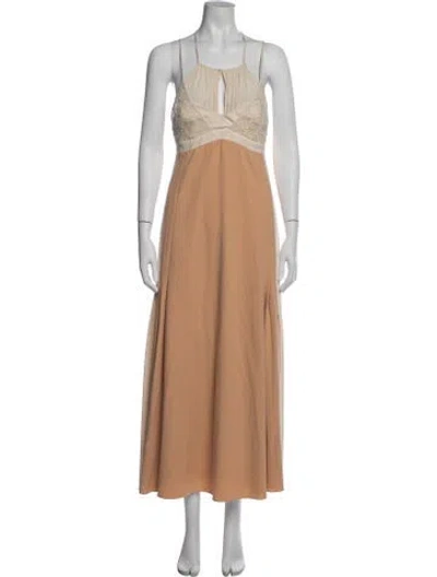Pre-owned Simkhai Lace Pattern Long Dress In Orange