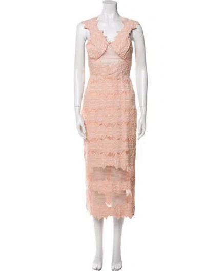 Pre-owned Simkhai Lace Pattern Long Dress In Pink