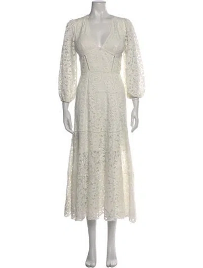 Pre-owned Simkhai Lace Pattern Long Dress In White